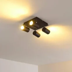 Plafonnier Zuoz Chrome, Noir, 4 lumières