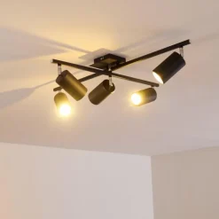 Plafonnier Zuoz Chrome, Noir, 5 lumières