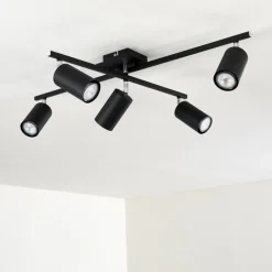 Plafonnier Zuoz Chrome, Noir, 5 lumières