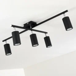 Plafonnier Zuoz Chrome, Noir, 5 lumières