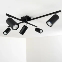 Plafonnier Zuoz Chrome, Noir, 5 lumières