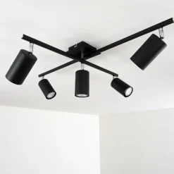 Plafonnier Zuoz Chrome, Noir, 5 lumières