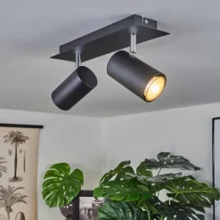 Plafonnier Zuoz Chrome, Noir, 2 lumières