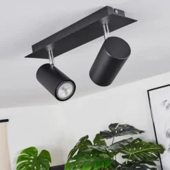 Plafonnier Zuoz Chrome, Noir, 2 lumières