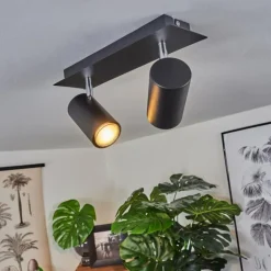 Plafonnier Zuoz Chrome, Noir, 2 lumières