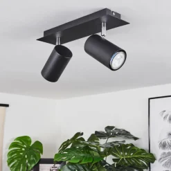 Plafonnier Zuoz Chrome, Noir, 2 lumières