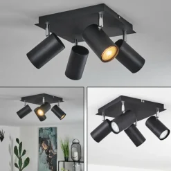 Plafonnier Zuoz Chrome, Noir, 4 lumières