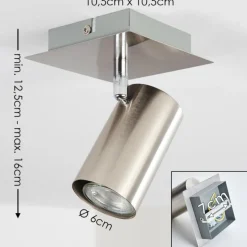 Plafonnier Zuoz Nickel mat, 1 lumière