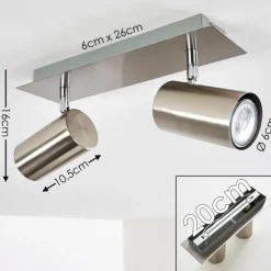 Plafonnier Zuoz Nickel mat, 2 lumières