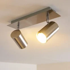 Plafonnier Zuoz Nickel mat, 2 lumières