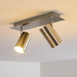 Plafonnier Zuoz Nickel mat, 2 lumières