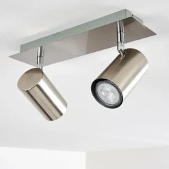 Plafonnier Zuoz Nickel mat, 2 lumières