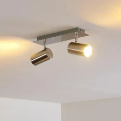 Plafonnier Zuoz Nickel mat, 2 lumières