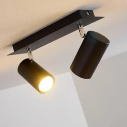 Plafonnier Zuoz Noir, 2 lumières