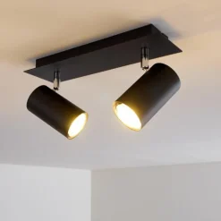 Plafonnier Zuoz Noir, 2 lumières