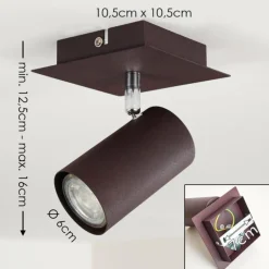 Plafonnier Zuoz Rouille, 1 lumière