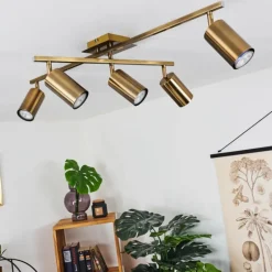 Plafonnier Zuoz Vieux laiton, 5 lumières