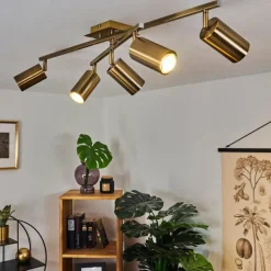 Plafonnier Zuoz Vieux laiton, 5 lumières