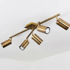 Plafonnier Zuoz Vieux laiton, 5 lumières