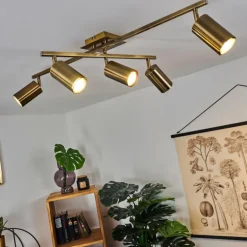 Plafonnier Zuoz Vieux laiton, 5 lumières