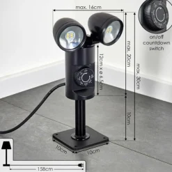 Plingshult Luminaire extérieur, Pieu, Eclairage de chemin LED Noir, 2 lumières