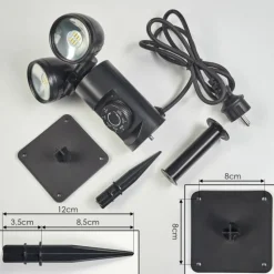 Plingshult Luminaire extérieur, Pieu, Eclairage de chemin LED Noir, 2 lumières