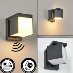 Pocilgas Lampe murale d´extérieur, Spot mural LED Anthracite, 1 lumière, Détecteur de mouvement