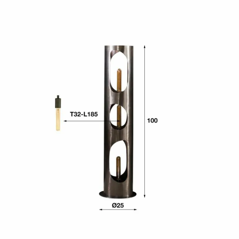 Pocinho Lampadaire Noir, 3 lumières