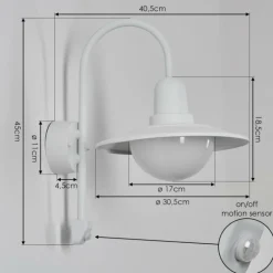 Pohei Lampe murale d´extérieur Blanc, 1 lumière, Détecteur de mouvement