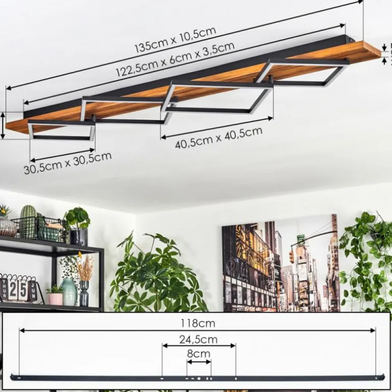 Pompu Plafonnier LED Brun foncé, Noir, 1 lumière