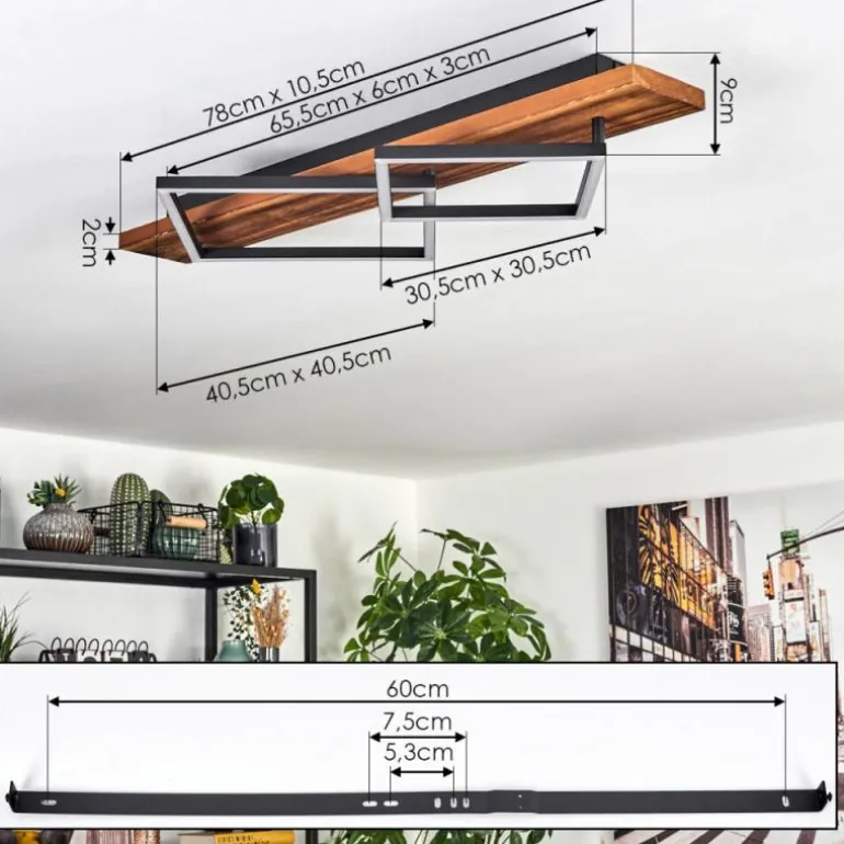 Pompu Plafonnier LED Brun foncé, Noir, 1 lumière