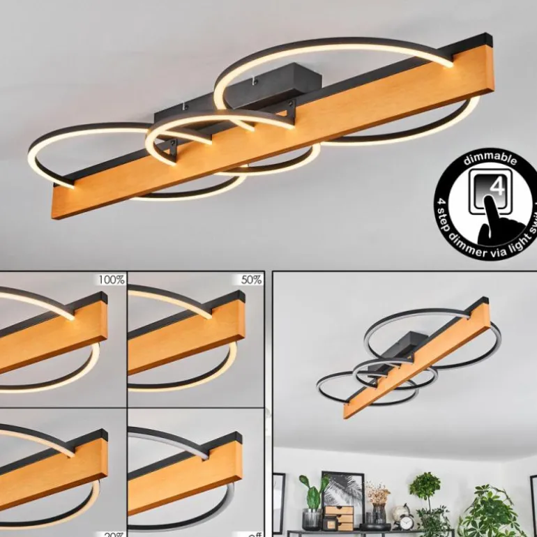 Pompu Plafonnier LED Écru, Noir, 1 lumière