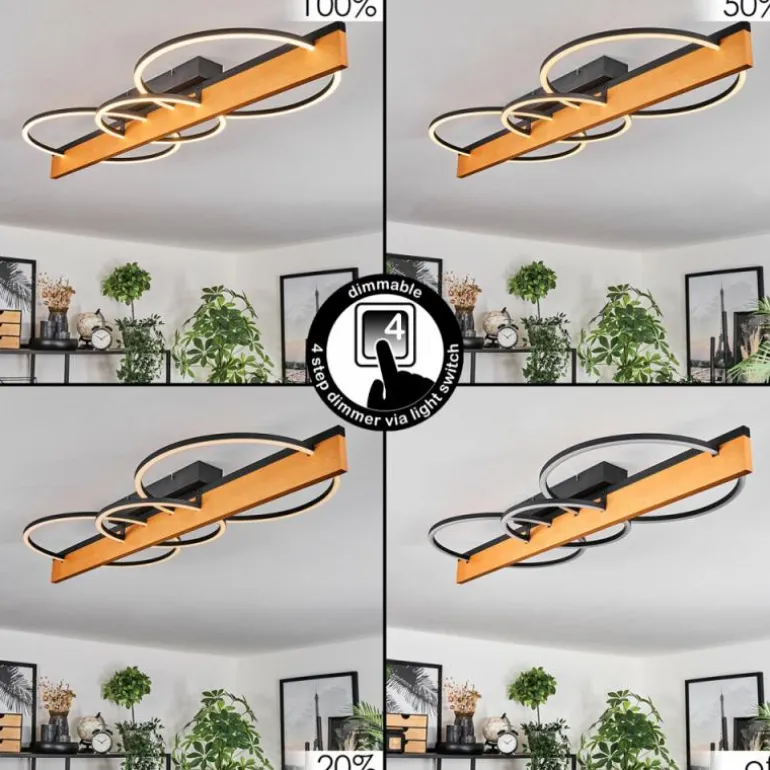 Pompu Plafonnier LED Écru, Noir, 1 lumière