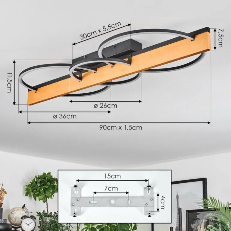 Pompu Plafonnier LED Écru, Noir, 1 lumière