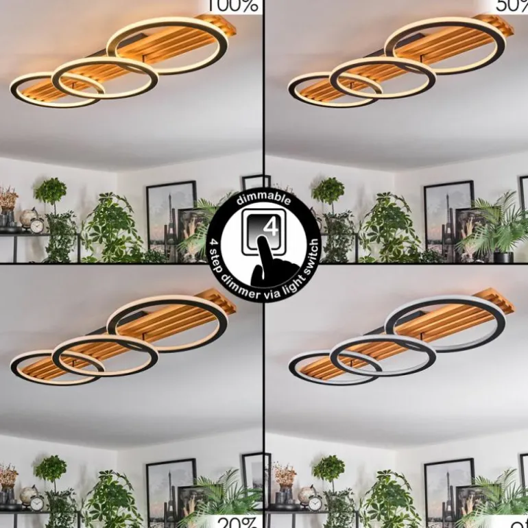 Pompu Plafonnier LED Écru, Noir, 1 lumière