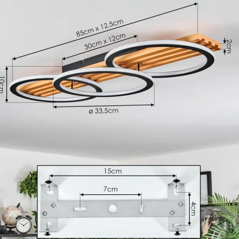 Pompu Plafonnier LED Écru, Noir, 1 lumière