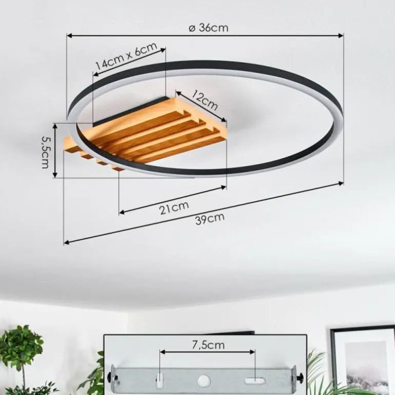 Pompu Plafonnier LED Écru, Noir, 1 lumière