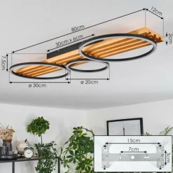 Pompu Plafonnier LED Écru, Noir, 1 lumière