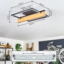 Pompu Plafonnier LED Écru, Noir, 1 lumière