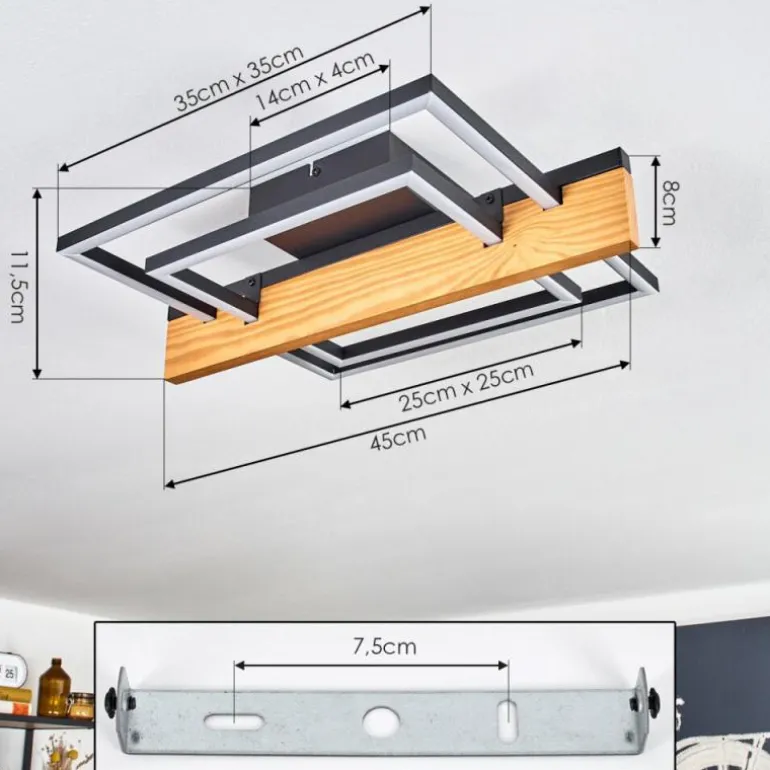 Pompu Plafonnier LED Écru, Noir, 1 lumière
