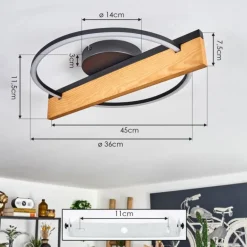 Pompu Plafonnier LED Écru, Noir, 1 lumière