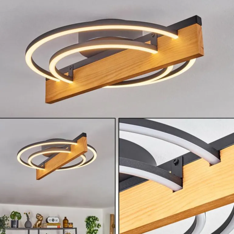 Pompu Plafonnier LED Écru, Noir, 1 lumière