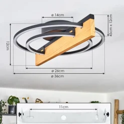 Pompu Plafonnier LED Écru, Noir, 1 lumière