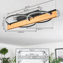 Pompu Plafonnier LED Écru, Noir, 1 lumière