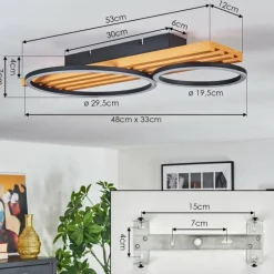 Pompu Plafonnier LED Écru, Noir, 1 lumière