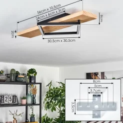 Pompu Plafonnier LED Écru, Noir, 1 lumière