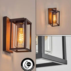 Portalis Lampe murale d´extérieur Brun, Couleur bois, Noir, 1 lumière
