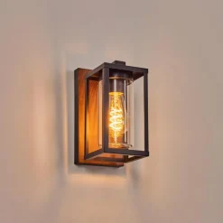 Portalis Lampe murale d´extérieur Brun, Couleur bois, Noir, 1 lumière