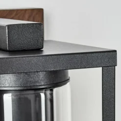 Portalis Lampe murale d´extérieur Brun, Couleur bois, Noir, 1 lumière, Détecteur de mouvement