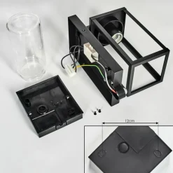 Portalis Lampe murale d´extérieur Brun, Couleur bois, Noir, 1 lumière, Détecteur de mouvement